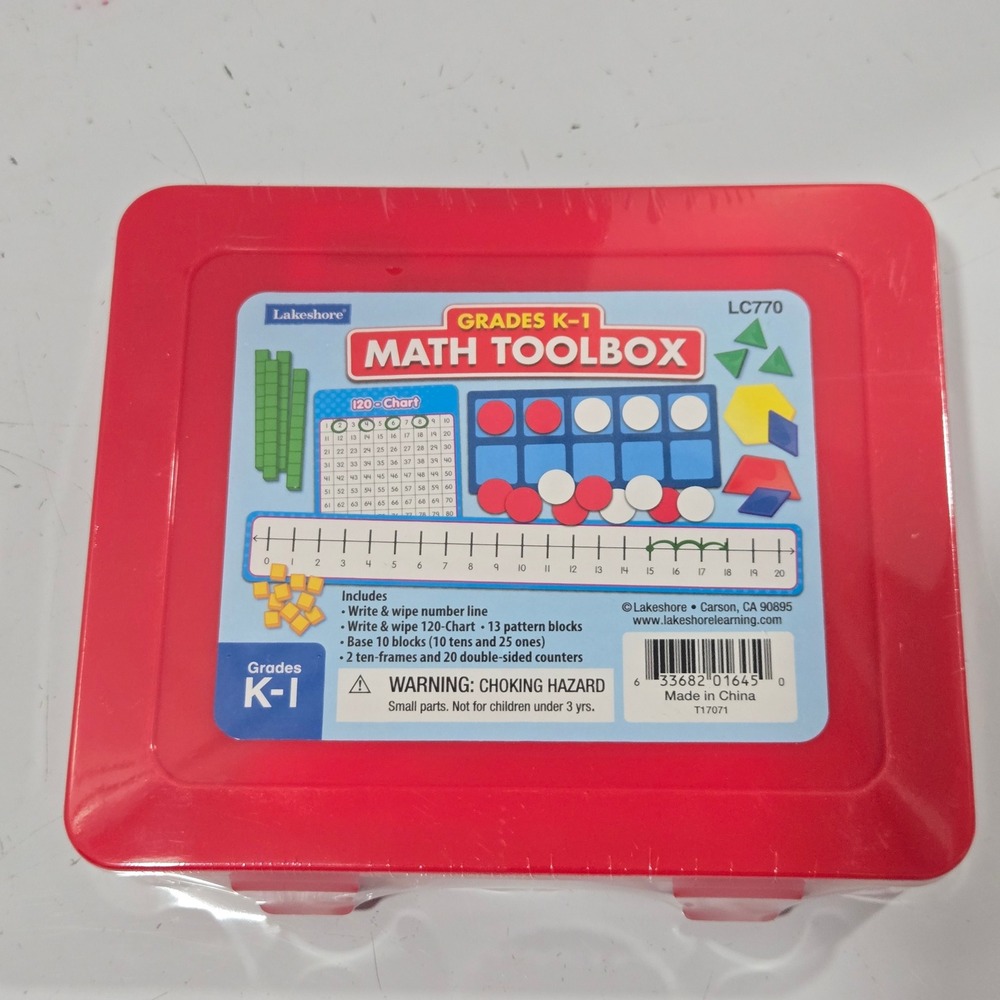 Lakeshore Math Toolbox Grades K-1 LC770 Educational Learning Kit Red Case NEW